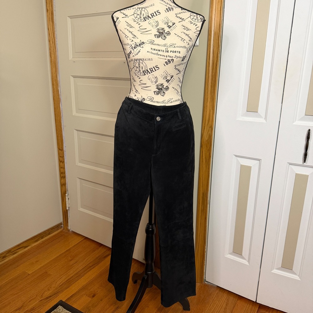 Lilly Pulitzer Womens 4 Black Washable Pig Suede Pants Classic Preppy Western - Picture 2 of 10